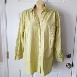 AVENUE 22-24 Green Button Down Shirt Cotton Blend